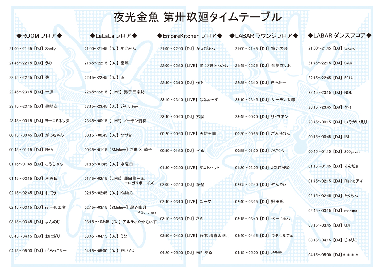 夜光金魚 第卅玖廻タイムテーブル